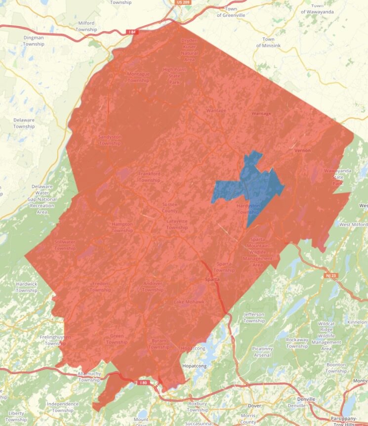 New Jersey Sussex County Progress Map