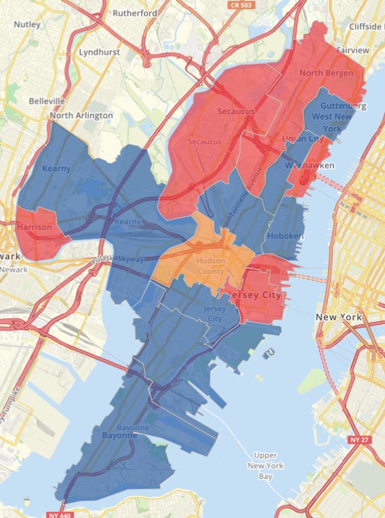 New Jersey Hudson County Progress Map