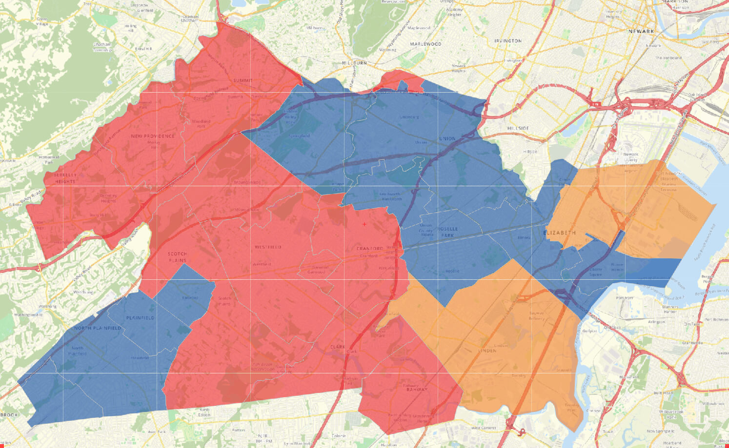 New Jersey Union County Progress Map