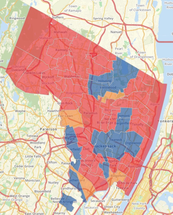 New Jersey Bergen County Progress Map