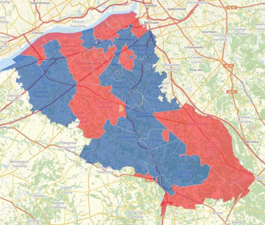 New Jersey Gloucester County Progress Map