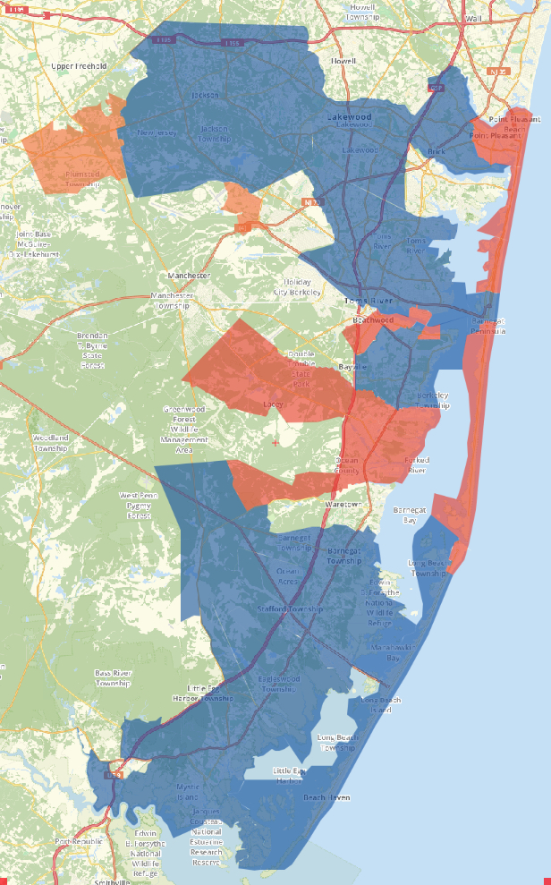 New Jersey Ocean County Progress Map