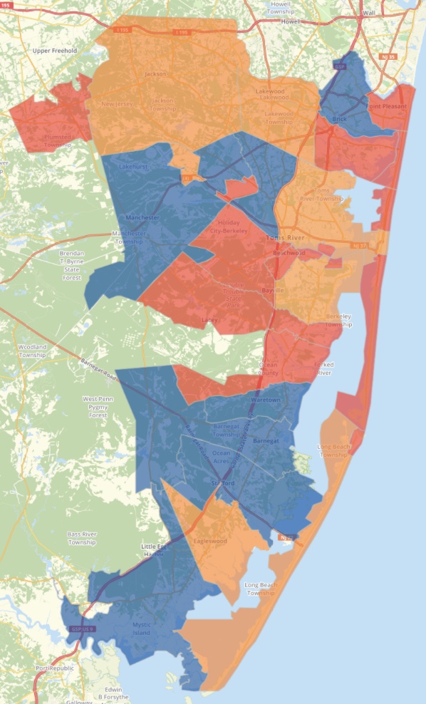 New Jersey Ocean County Progress Map